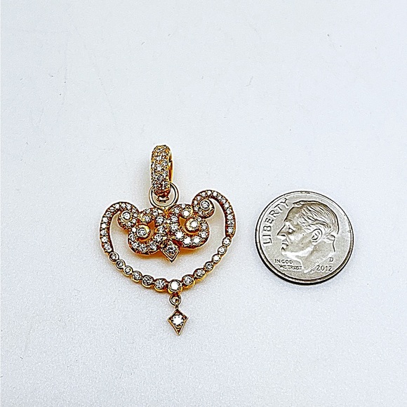 Erica Courtney Diamond Heart Pendant Only 18k, Couture Collection, Preowned, - Picture 8 of 10